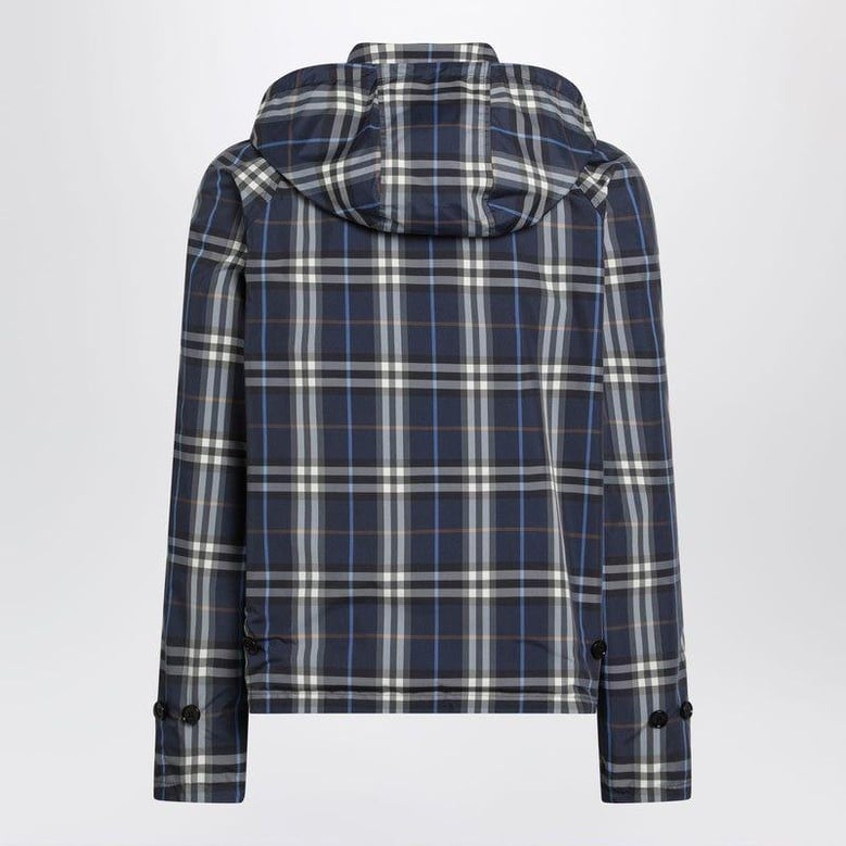 blue reversible cotton jacket with check pattern by Selfnex