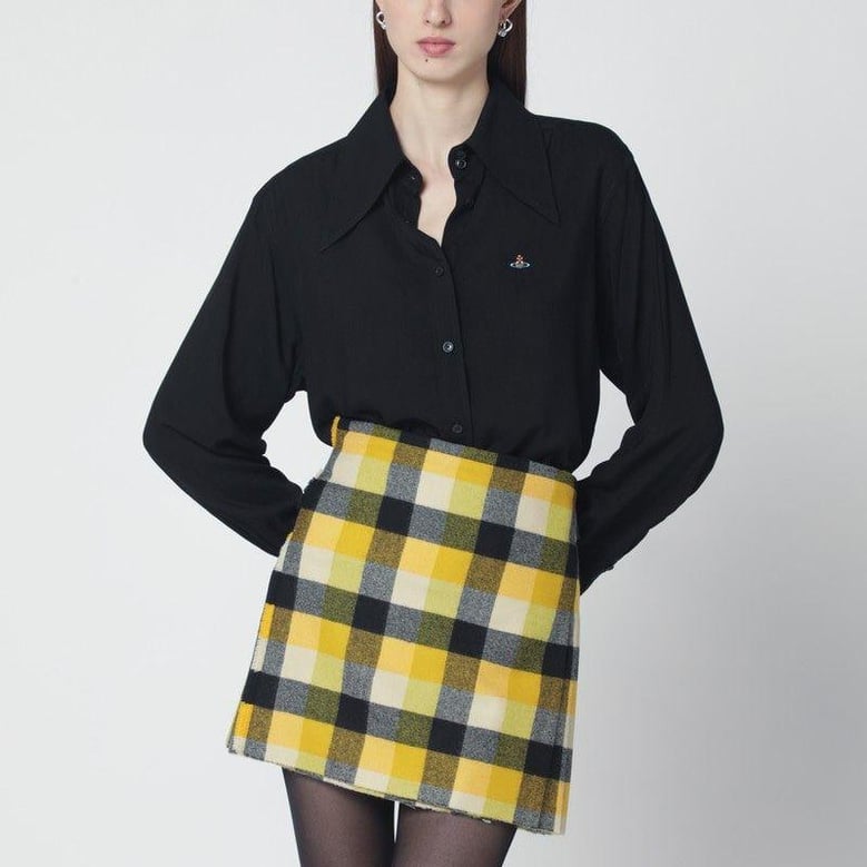 black shirt with oversized collar by Selfnex