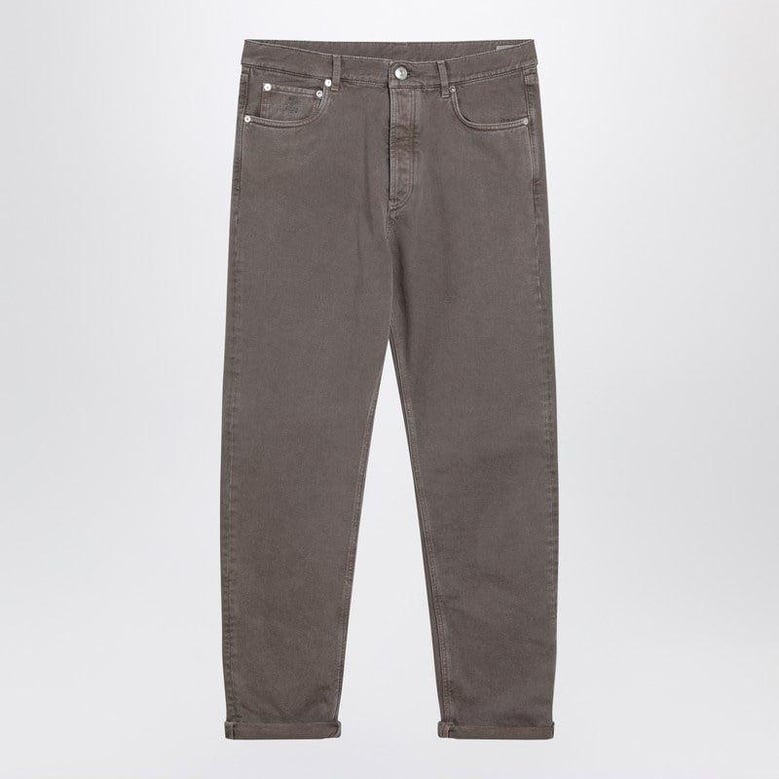 beige vintageeffect jeans with turnup hem by Selfnex