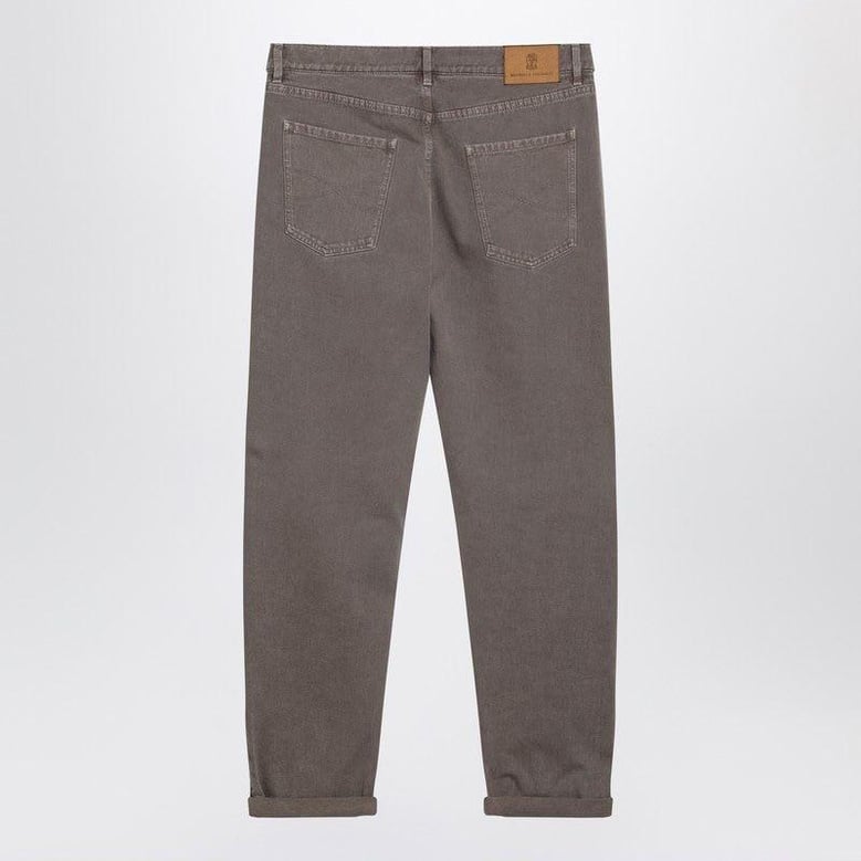 beige vintageeffect jeans with turnup hem by Selfnex