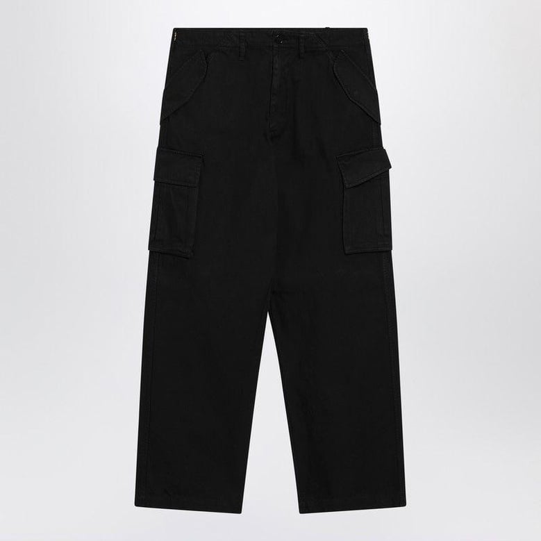 black cotton cargo trousers by Selfnex