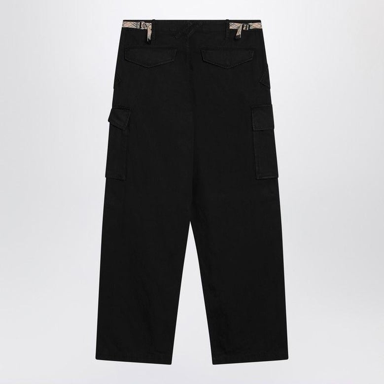 black cotton cargo trousers by Selfnex