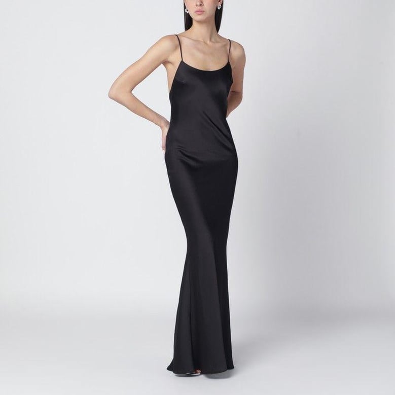 black ninfea dress with back draping by Selfnex