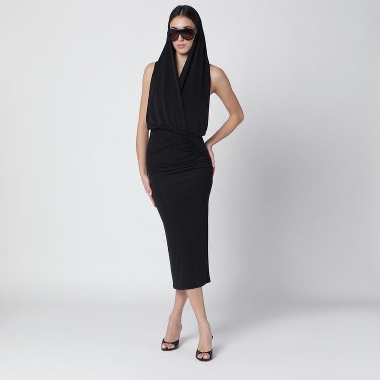 black annie hooded midi dress by Selfnex