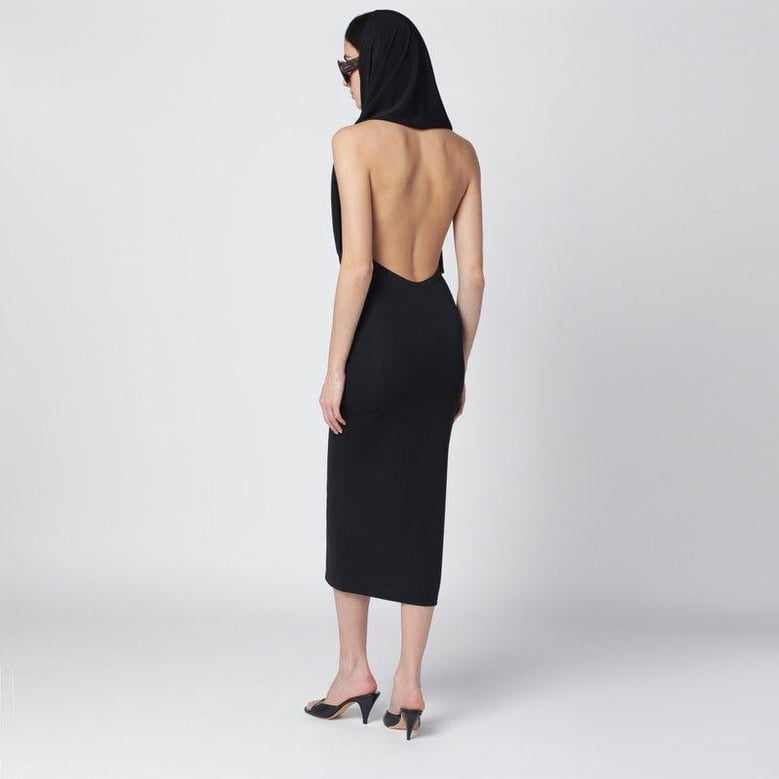 black annie hooded midi dress by Selfnex