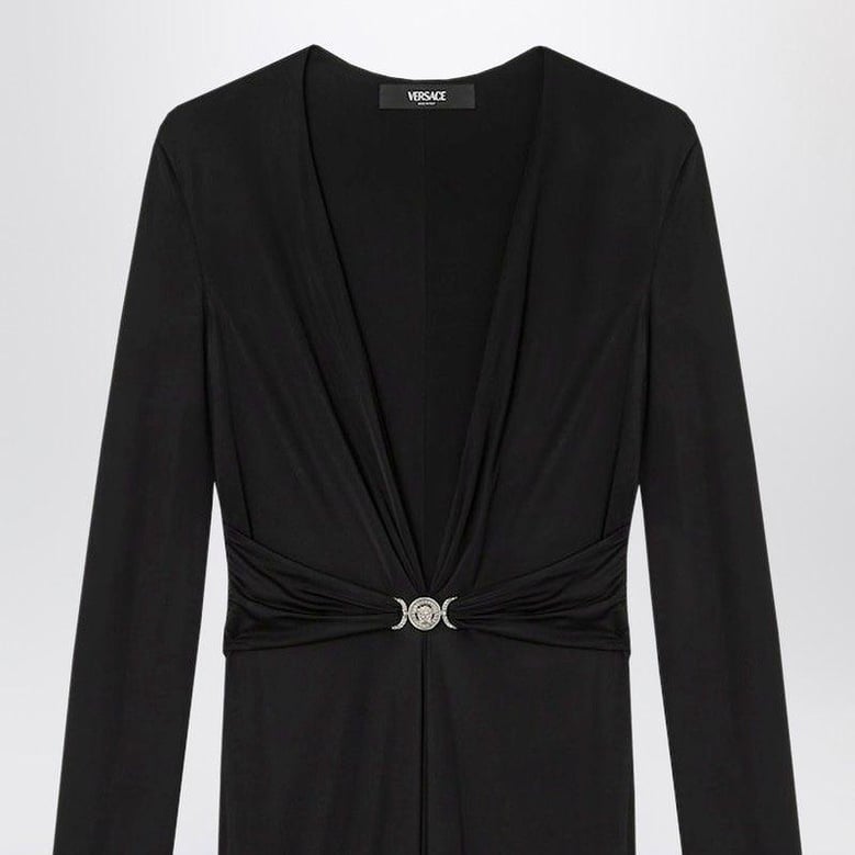 black viscose jersey midi dress by Selfnex