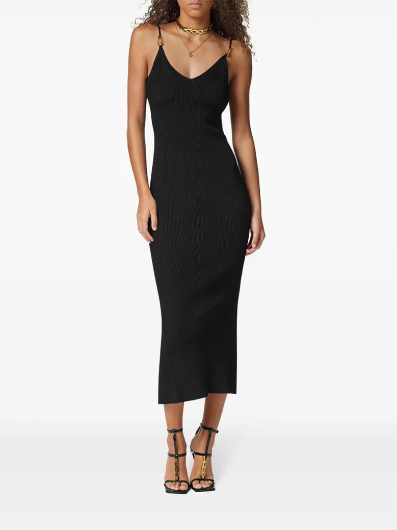 black knitted midi dress by Selfnex