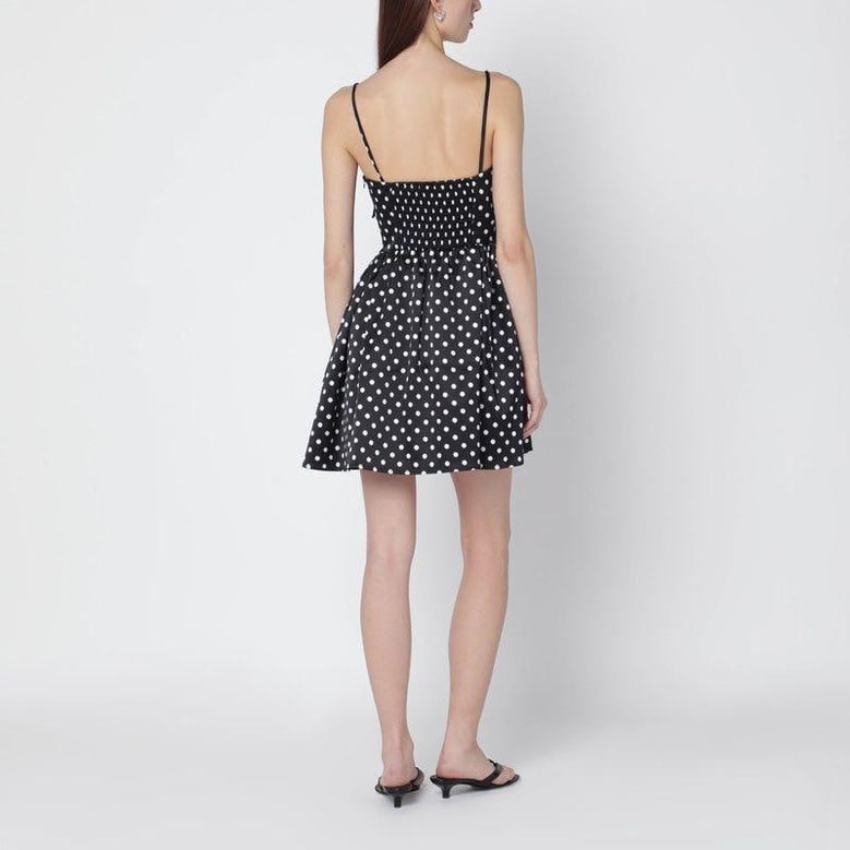 black satin mini dress with polka dots by Selfnex