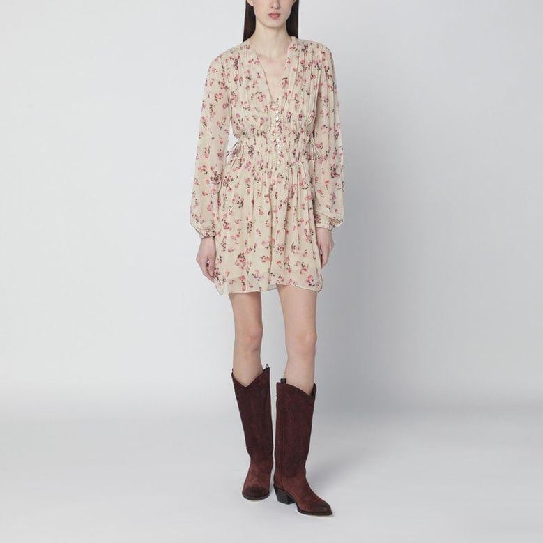 loriena beige dress with floral print by Selfnex