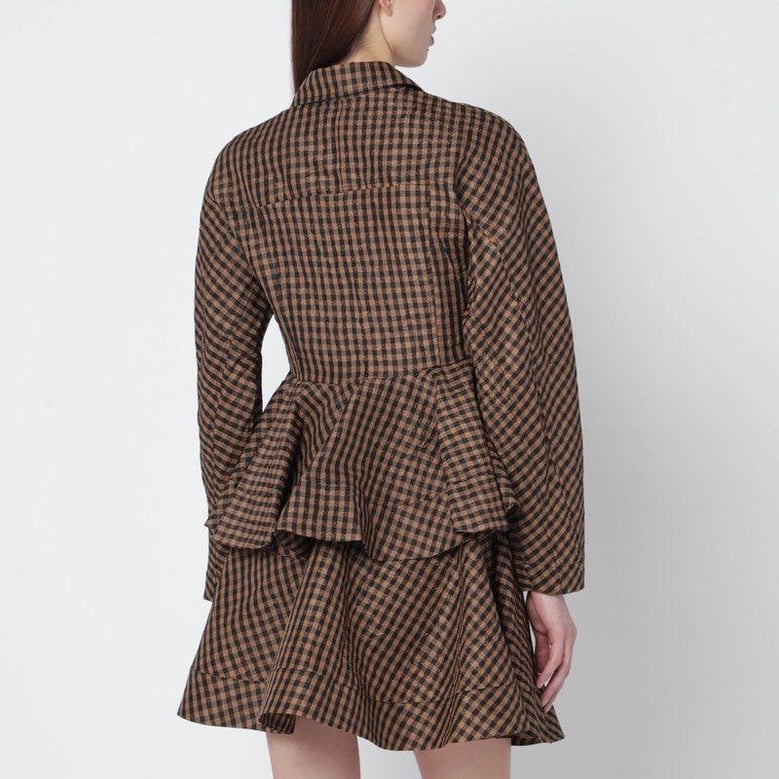brown/black gingham peplum shirt by Selfnex