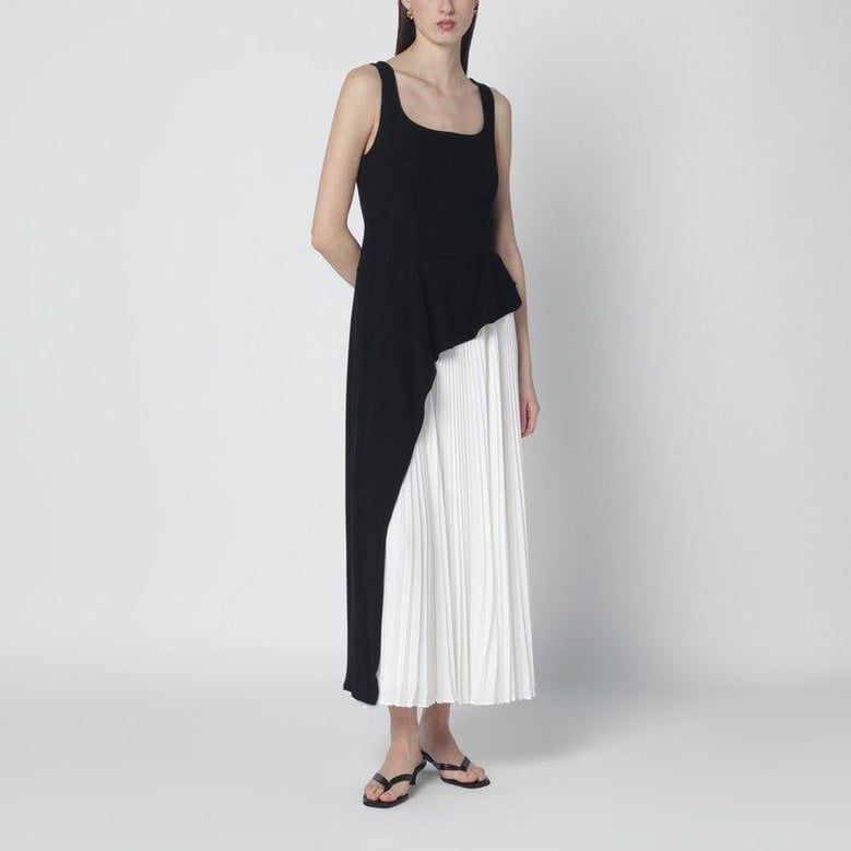 zayla black and white pleated dress by Selfnex