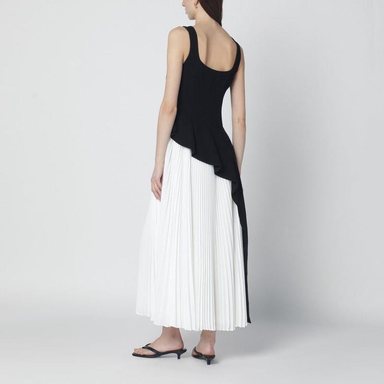 zayla black and white pleated dress by Selfnex