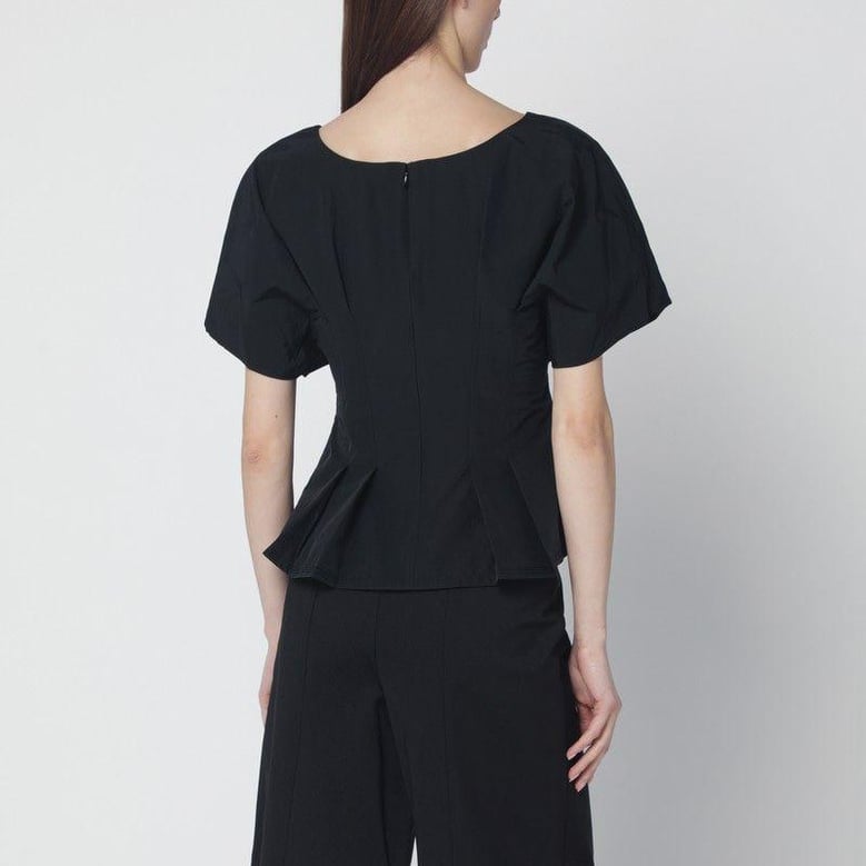 rozen black cotton faille top by Selfnex