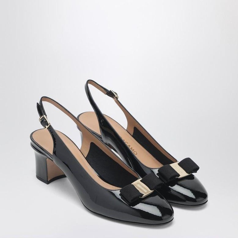 black vara bow slingback shoes by Selfnex