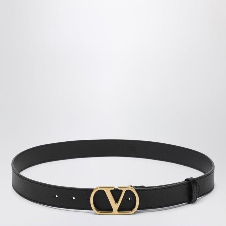 black 3 cm vlogo signature leather belt by Selfnex
