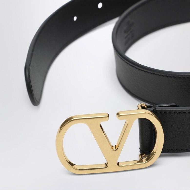 black 3 cm vlogo signature leather belt by Selfnex