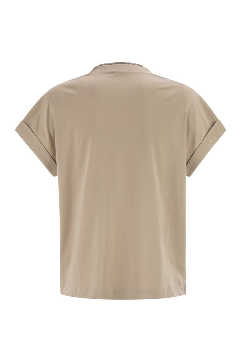 stretch cotton jersey t-shirt with precious neckline by Selfnex