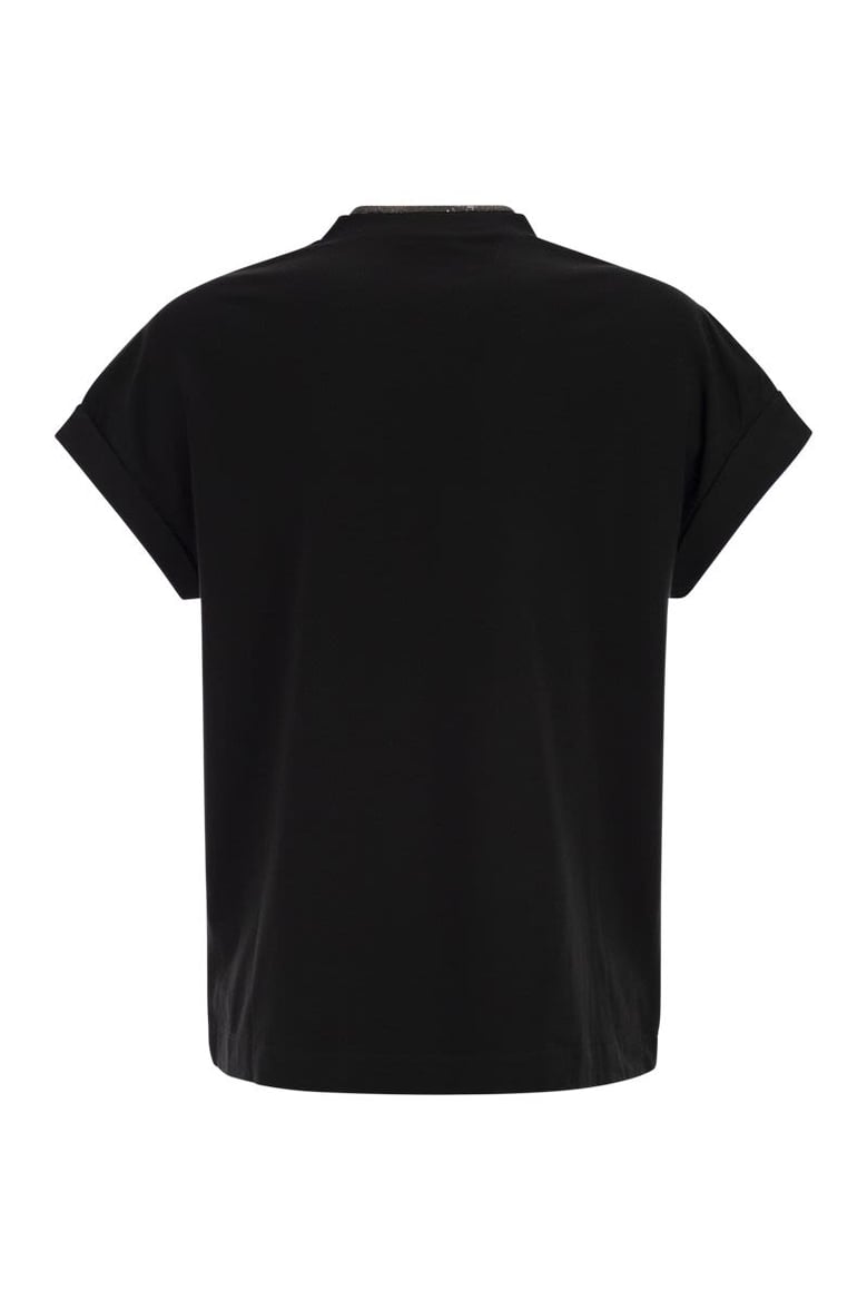 stretch cotton jersey t-shirt with precious neckline by Selfnex