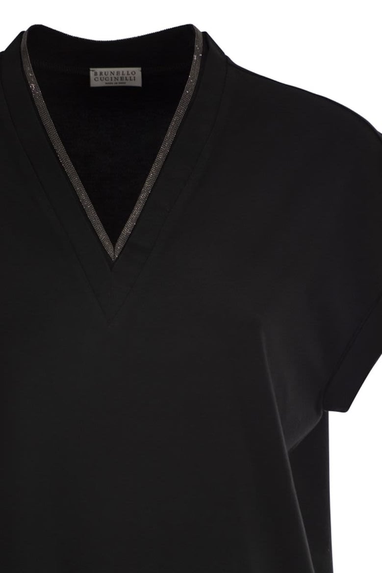 stretch cotton jersey t-shirt with precious neckline by Selfnex