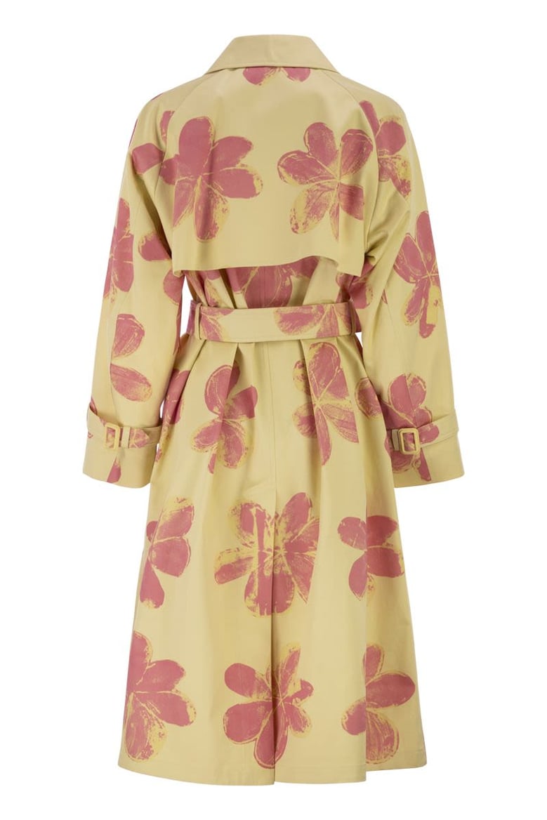 wksradioso - water-repellent gabardine trench coat with flowers by Selfnex