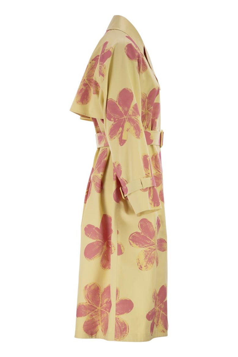 wksradioso - water-repellent gabardine trench coat with flowers by Selfnex
