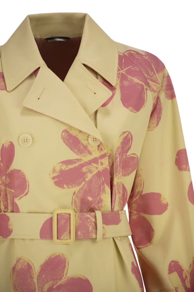wksradioso - water-repellent gabardine trench coat with flowers by Selfnex