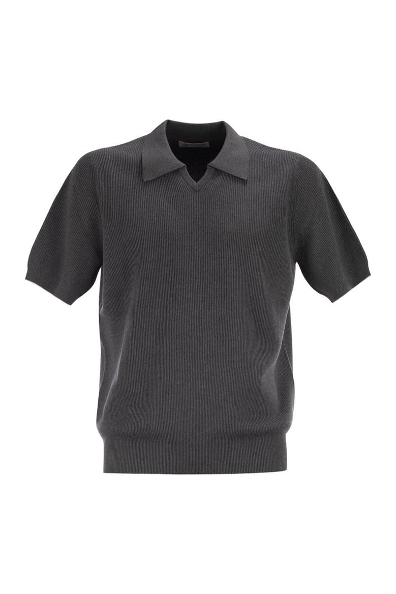 cotton rib knit polo shirt by Selfnex
