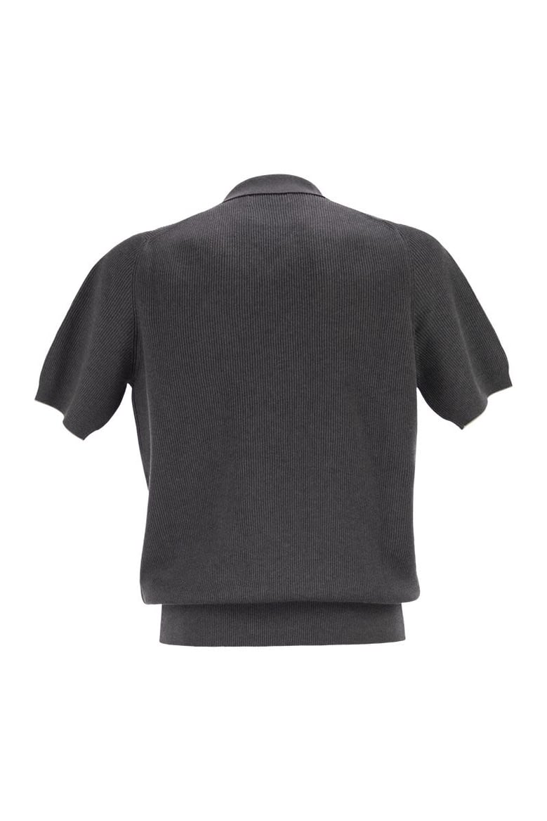 cotton rib knit polo shirt by Selfnex