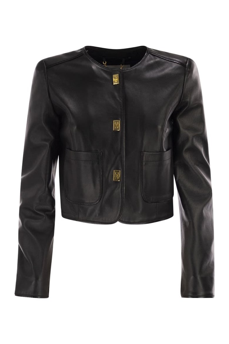 leather jacket with vinyl details by Selfnex
