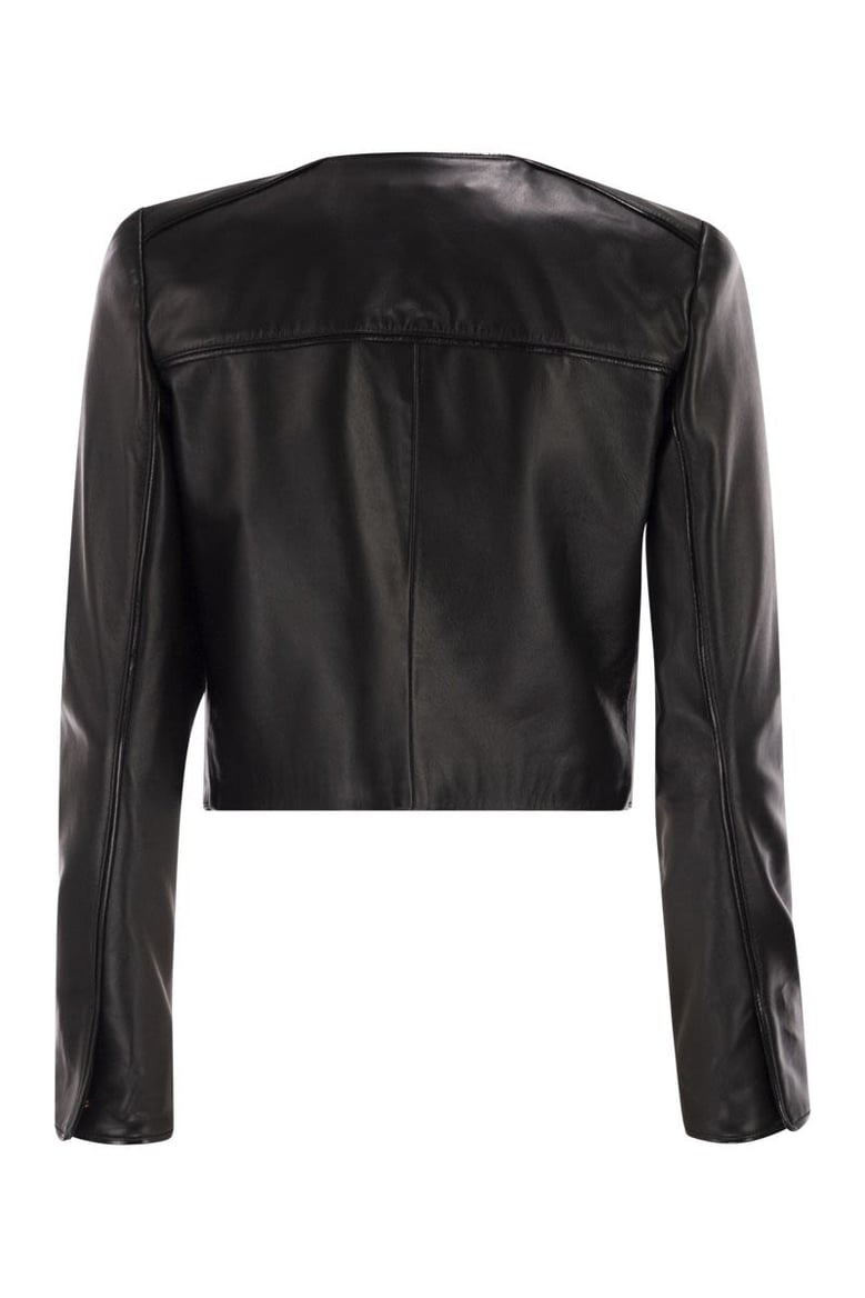 leather jacket with vinyl details by Selfnex