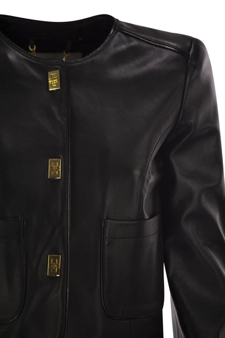 leather jacket with vinyl details by Selfnex