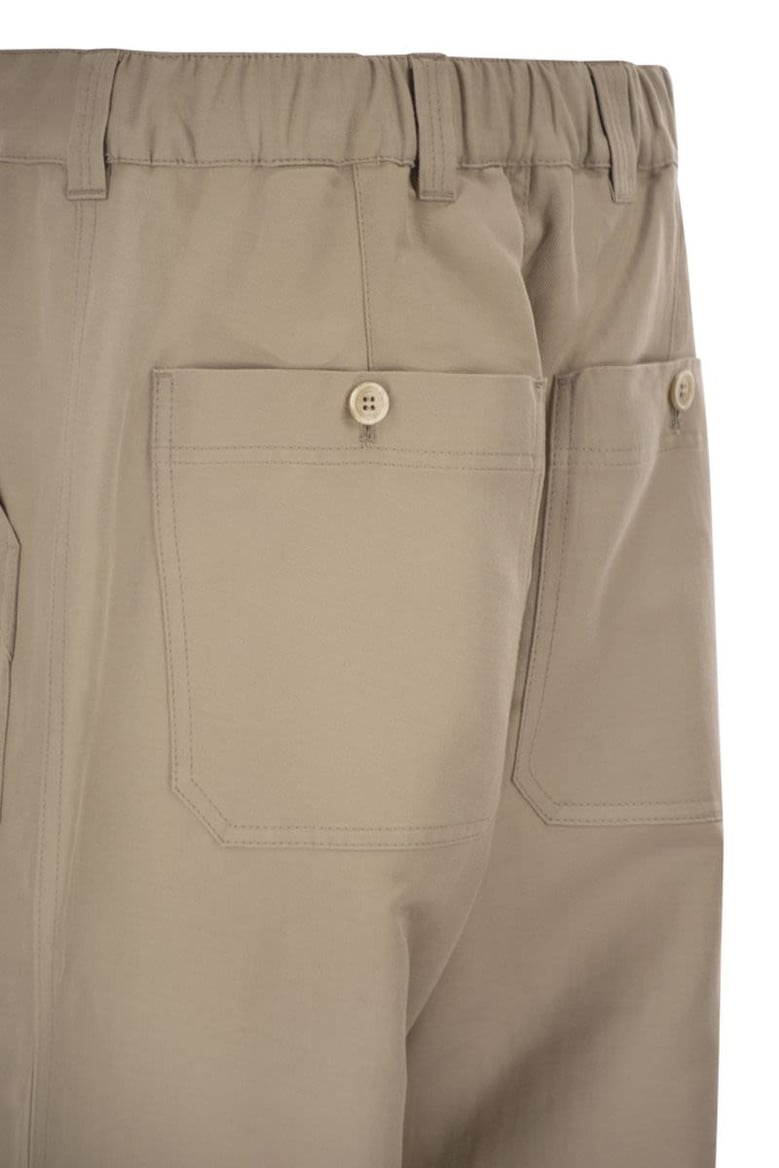 cotton and linen drill trousers with patch pockets and drawstring by Selfnex