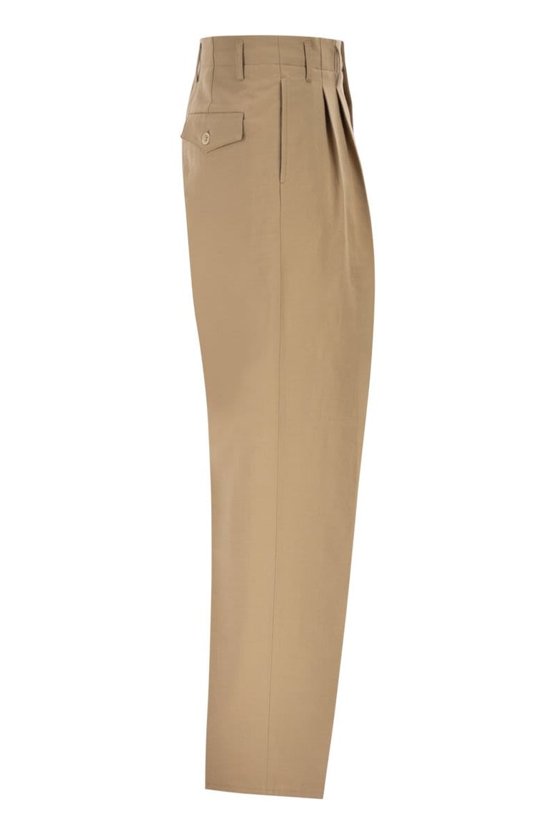 tailored trousers in cotton and linen with pleats by Selfnex