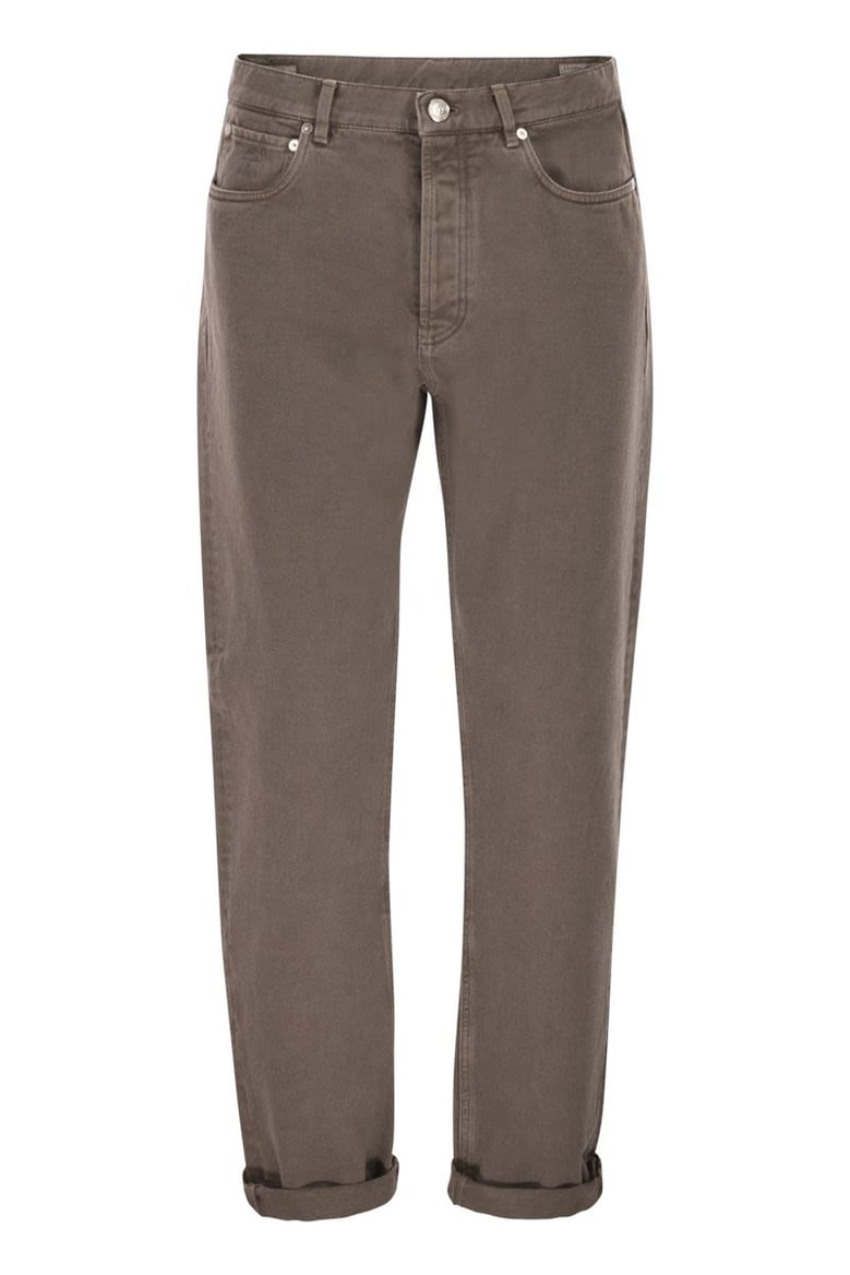 iconic fit five-pocket trousers in garment-dyed denim by Selfnex