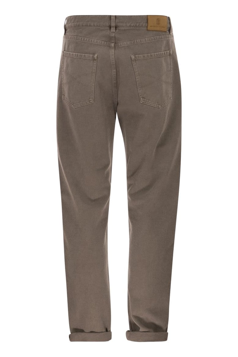 iconic fit five-pocket trousers in garment-dyed denim by Selfnex