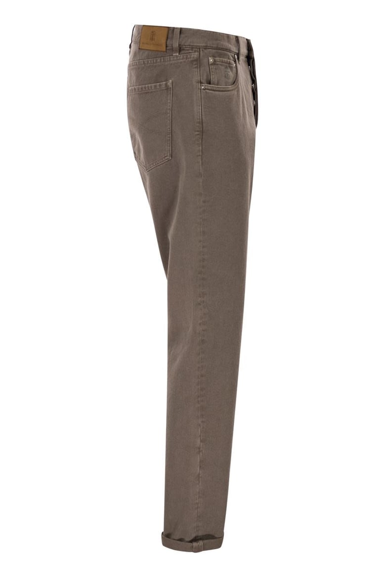 iconic fit five-pocket trousers in garment-dyed denim by Selfnex