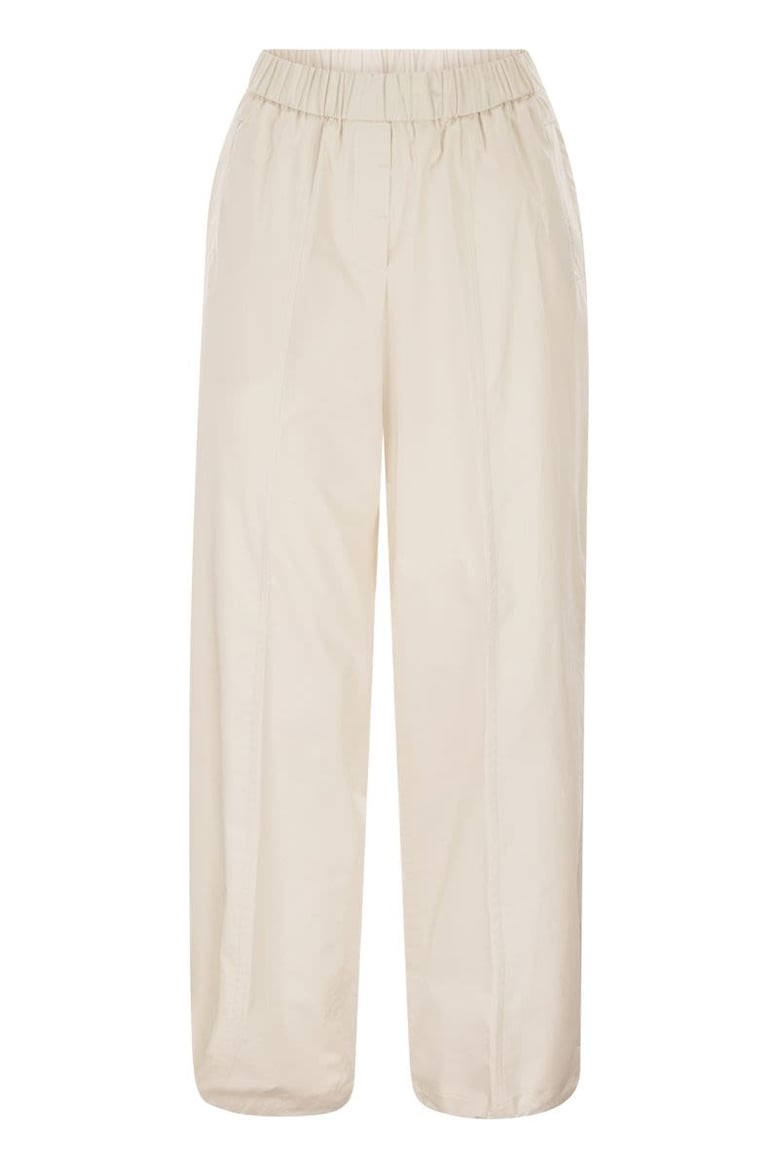 loose-fitting stretch cotton trousers with elasticated waistband by Selfnex