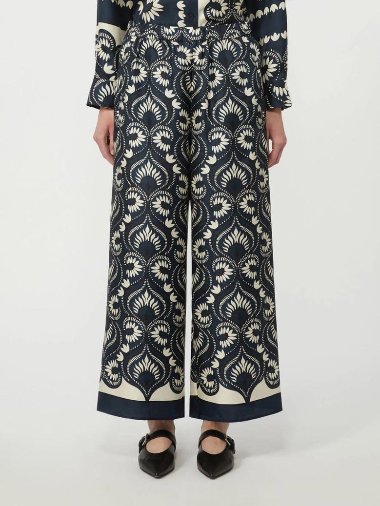 wkdottico - flowing printed silk trousers by Selfnex