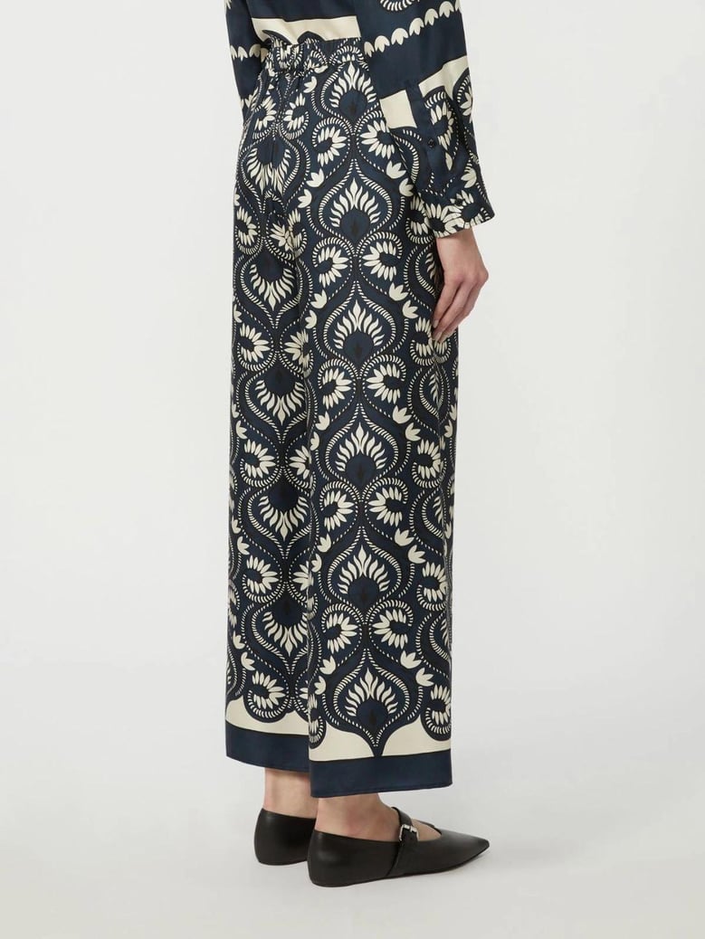 wkdottico - flowing printed silk trousers by Selfnex