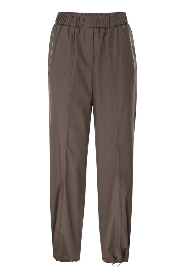 loose-fitting stretch cotton trousers with elasticated waistband by Selfnex