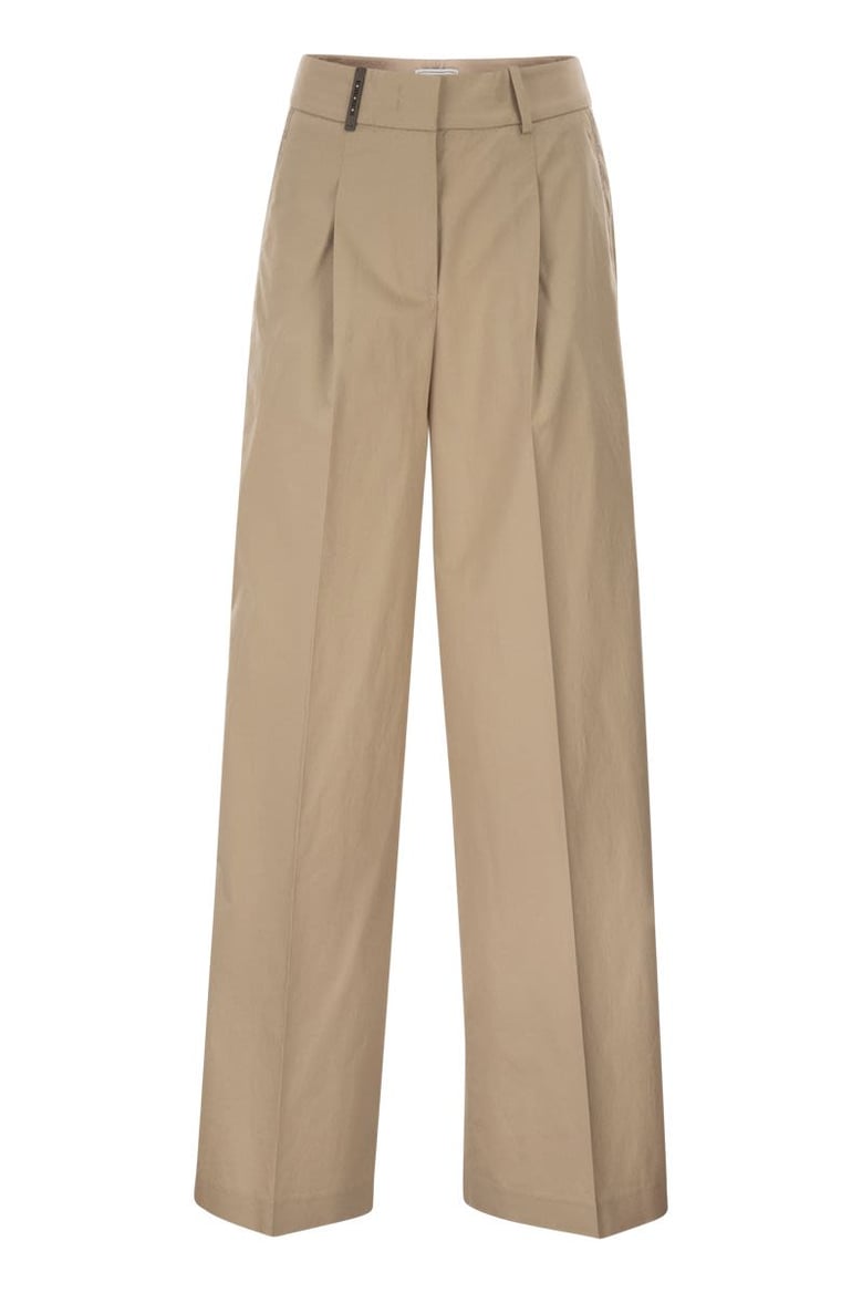 tailored trousers in stretch cotton with pleats by Selfnex