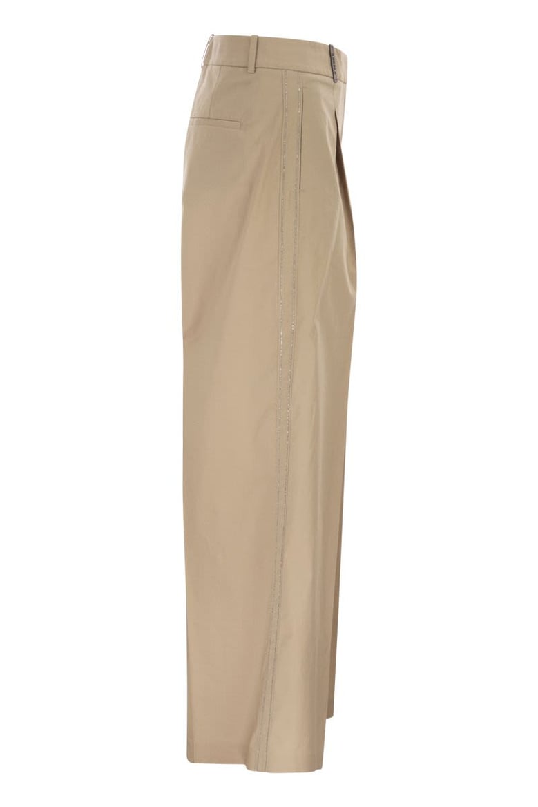 tailored trousers in stretch cotton with pleats by Selfnex