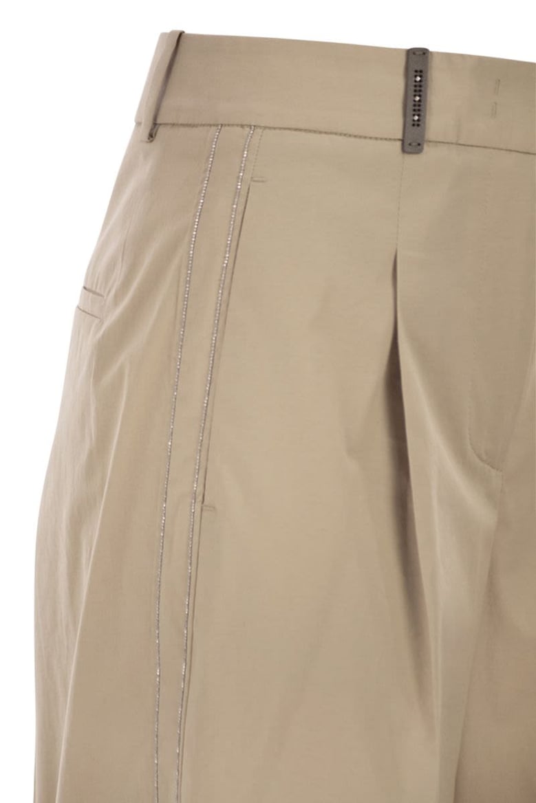 tailored trousers in stretch cotton with pleats by Selfnex