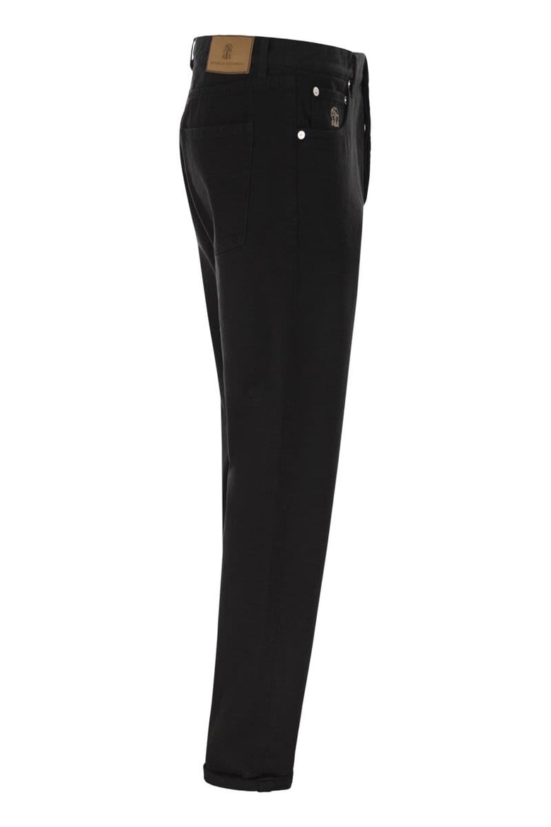 iconic fit five-pocket trousers in garment-dyed denim by Selfnex