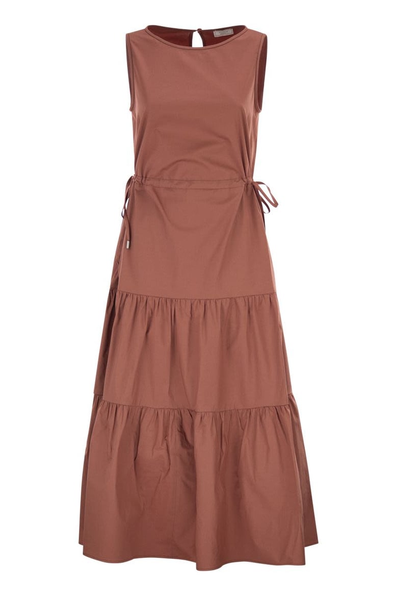 sleeveless midi dress in stretch cotton by Selfnex
