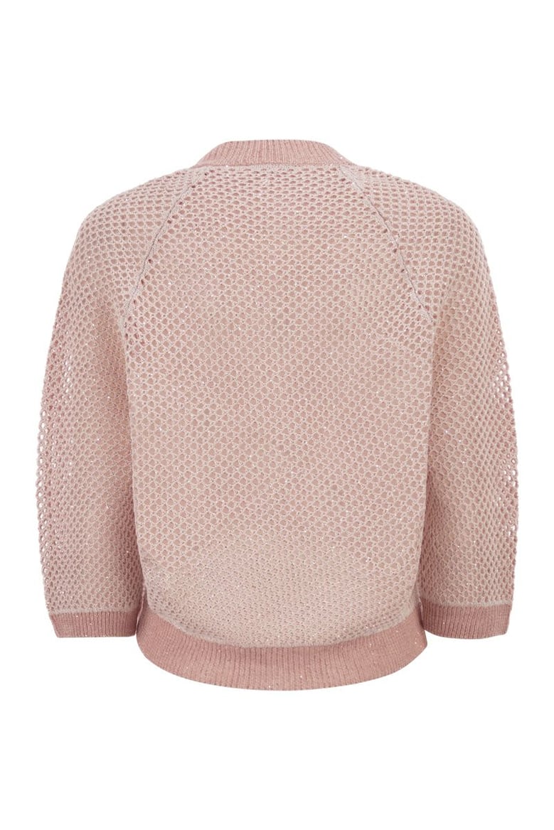 v-neck mesh top in linen and cotton by Selfnex