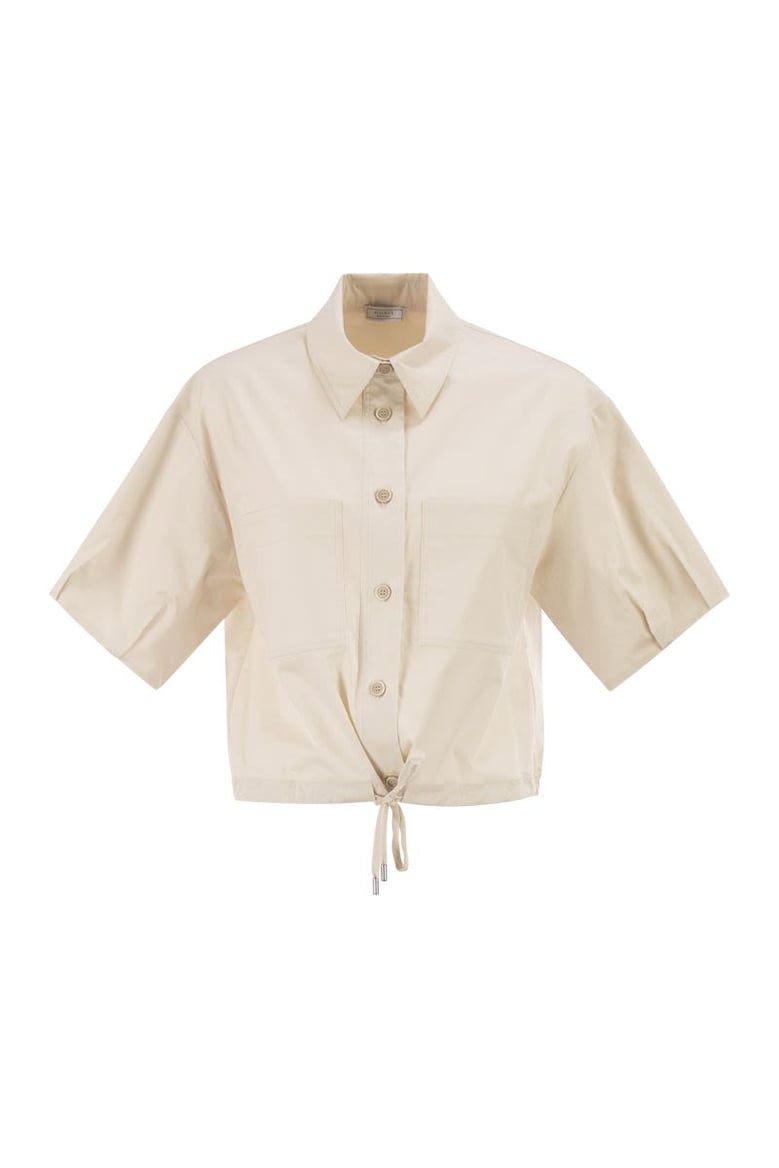 cropped stretch cotton shirt with drawstring by Selfnex