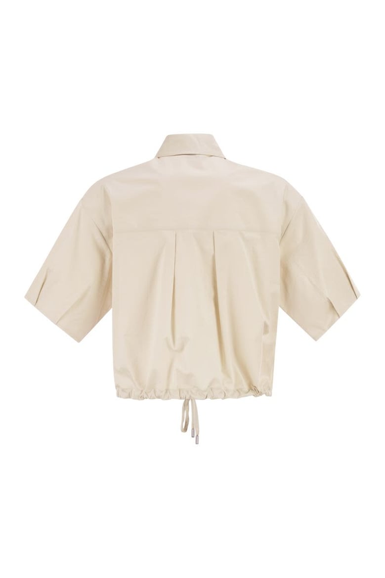 cropped stretch cotton shirt with drawstring by Selfnex