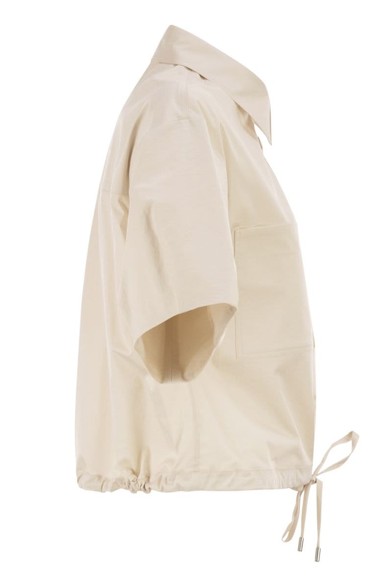 cropped stretch cotton shirt with drawstring by Selfnex