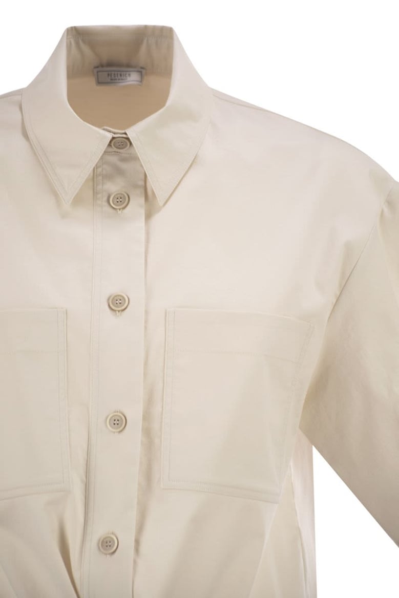 cropped stretch cotton shirt with drawstring by Selfnex
